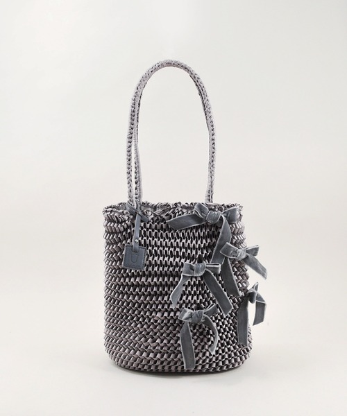 U(ユー)の「Ruban ルバン トートバッグ 飛ばしリボン付き(トートバッグ・レディース・ブラック/グレー・FREE)」の7枚目の写真