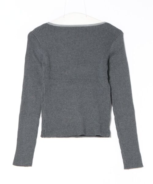 Lace Ladies(レースレディース)の「フロント レースアップ リブ ニット プルオーバー(Tシャツ/カットソー・レディース・ライトグレー/ダークグレー・FREE)」の3枚目の写真