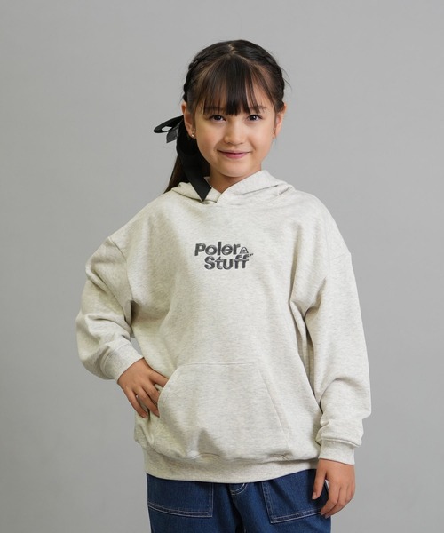 POLeR(ポーラー)の「POLER/ポーラー KIDS STUFF HOOD キッズ パーカー プルオーバー 259MCV0037(パーカー・キッズ・オートミール/チャコール・160cm/150cm/140cm/130cm)」の2枚目の写真