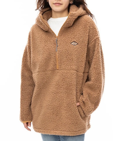 BILLABONG(ビラボン)の「【BILLABONG/ビラボン】24AW FURBOA HALF ZIP/ドローコード付きモコモコファー・ボアハーフジップブルゾン(ブルゾン・レディース・グリーン/ホワイト/ブラウン・MEDIUM)」の8枚目の写真