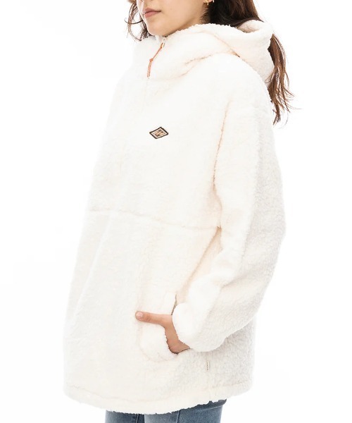 BILLABONG(ビラボン)の「【BILLABONG/ビラボン】24AW FURBOA HALF ZIP/ドローコード付きモコモコファー・ボアハーフジップブルゾン(ブルゾン・レディース・グリーン/ホワイト/ブラウン・MEDIUM)」の4枚目の写真