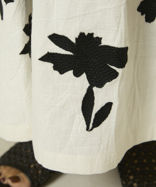 セール】Freada/フリーダ インド 花刺繍 モノトーン ワンピース/ヘビー