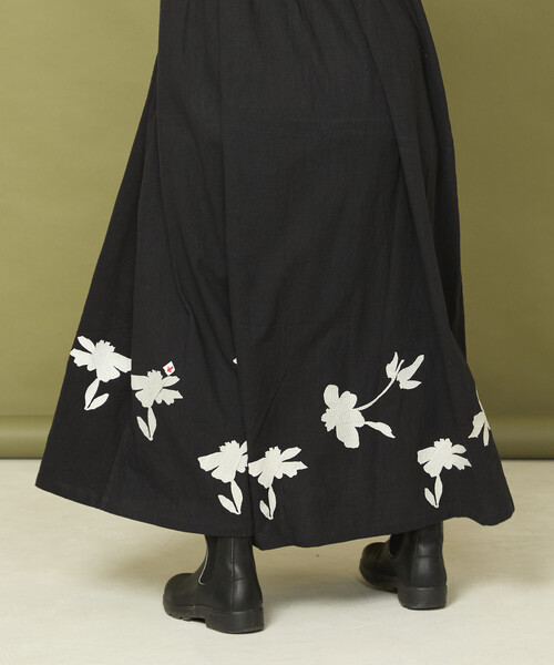 Freada/フリーダ インド 花刺繍 モノトーン ワンピース/ヘビー