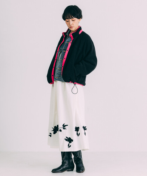 セール】Freada/フリーダ インド 花刺繍 モノトーン ワンピース/ヘビー