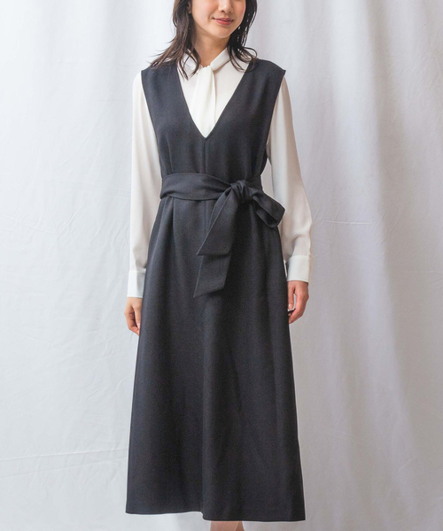 NARACAMICIE(ナラカミーチェ)の「【NARACAMICIE】ラチネジャンパースカート(スカート・レディース・ブラック/ブラウン・M/XL)」の1枚目の写真