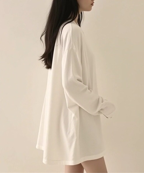 cammie(キャミー)の「クルーネックオーバーサイズロンT(Tシャツ/カットソー・レディース・ブラック/ホワイト/ダークグレー/グレー・L/M)」の10枚目の写真