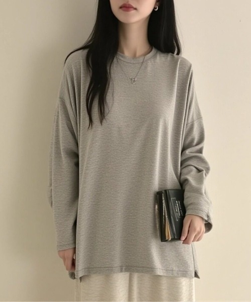 cammie(キャミー)の「クルーネックオーバーサイズロンT(Tシャツ/カットソー・レディース・ブラック/ホワイト/ダークグレー/グレー・L/M)」の16枚目の写真