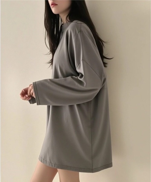 cammie(キャミー)の「クルーネックオーバーサイズロンT(Tシャツ/カットソー・レディース・ブラック/ホワイト/ダークグレー/グレー・L/M)」の20枚目の写真