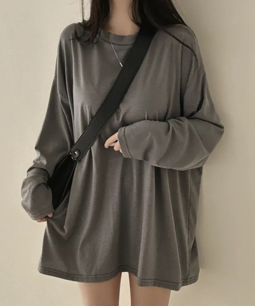 cammie(キャミー)の「クルーネックオーバーサイズロンT(Tシャツ/カットソー・レディース・ブラック/ホワイト/ダークグレー/グレー・L/M)」の18枚目の写真