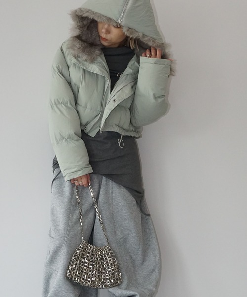 フード変形ファーカラー ショートダウン chw25a065-ファッション通販