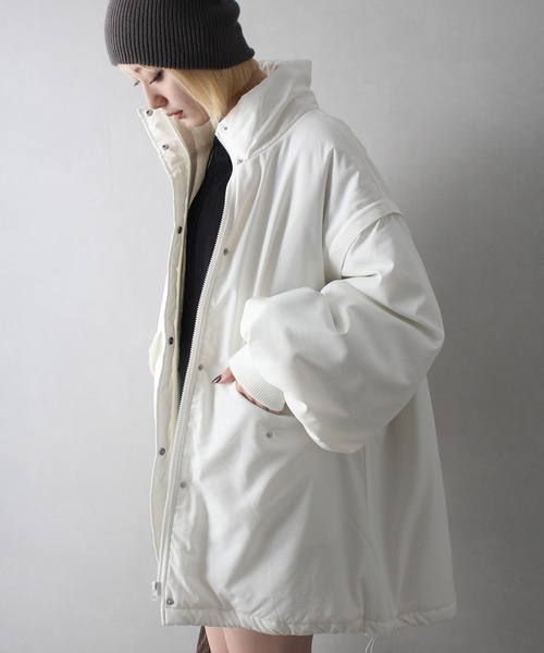 SpRay(スプレイ)の「袖取り外し中綿コート(ダウンジャケット/コート・レディース・ブラック/オフホワイト・FREE)」の2枚目の写真