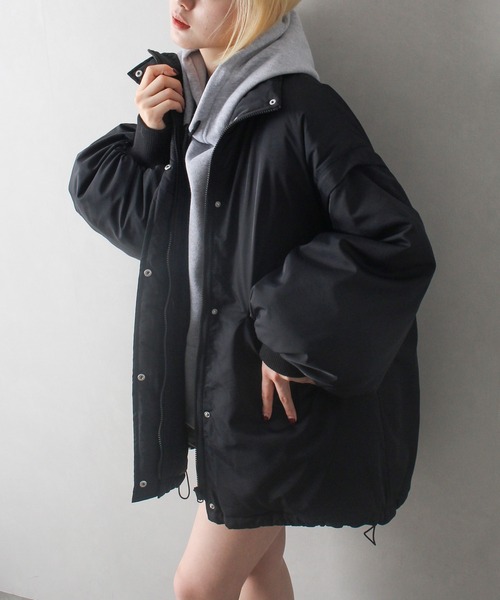 SpRay(スプレイ)の「袖取り外し中綿コート(ダウンジャケット/コート・レディース・ブラック/オフホワイト・FREE)」の4枚目の写真