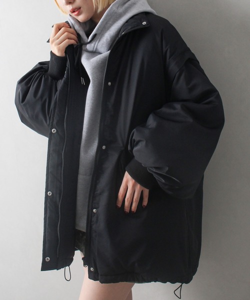 SpRay(スプレイ)の「袖取り外し中綿コート(ダウンジャケット/コート・レディース・ブラック/オフホワイト・FREE)」の6枚目の写真