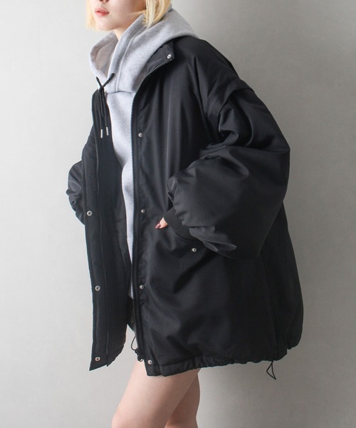 SpRay(スプレイ)の「袖取り外し中綿コート(ダウンジャケット/コート・レディース・ブラック/オフホワイト・FREE)」の11枚目の写真