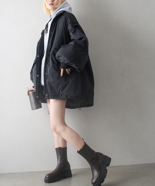 SpRay(スプレイ)の「袖取り外し中綿コート(ダウンジャケット/コート・レディース・ブラック/オフホワイト・FREE)」の12枚目の写真