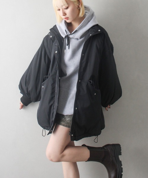 SpRay(スプレイ)の「袖取り外し中綿コート(ダウンジャケット/コート・レディース・ブラック/オフホワイト・FREE)」の14枚目の写真