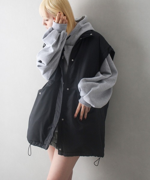 SpRay(スプレイ)の「袖取り外し中綿コート(ダウンジャケット/コート・レディース・ブラック/オフホワイト・FREE)」の15枚目の写真