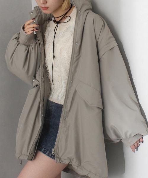 SpRay(スプレイ)の「袖取り外し中綿コート(ダウンジャケット/コート・レディース・ブラック/オフホワイト・FREE)」の20枚目の写真