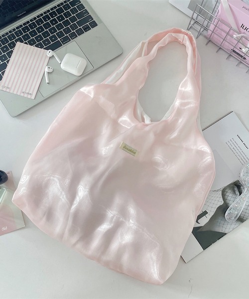 Mignonjour(ミニョンジュール)の「Mignonjour/サテントートバッグ M2825(トートバッグ・レディース・ブルー/ホワイト/ピンク/グレー・FREE)」の5枚目の写真