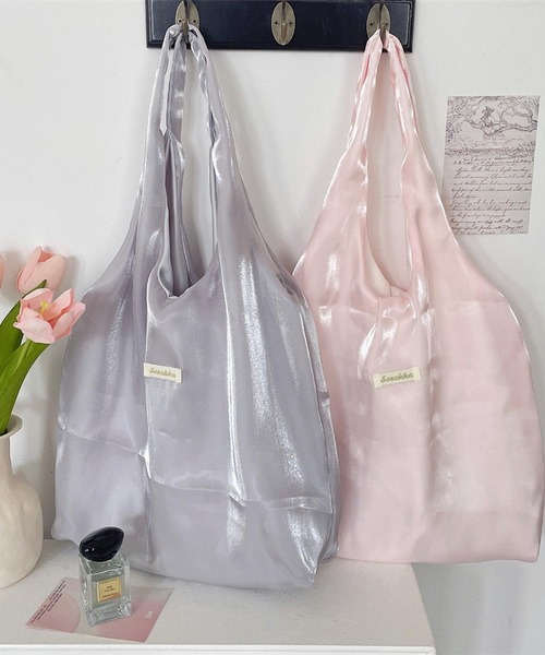 Mignonjour(ミニョンジュール)の「Mignonjour/サテントートバッグ M2825(トートバッグ・レディース・ブルー/ホワイト/ピンク/グレー・FREE)」の6枚目の写真