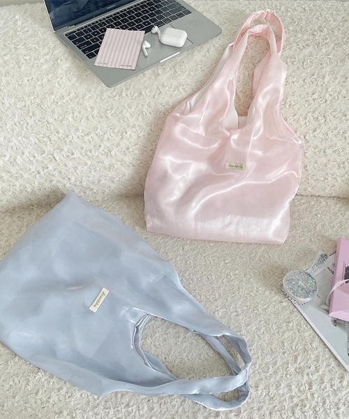 Mignonjour(ミニョンジュール)の「Mignonjour/サテントートバッグ M2825(トートバッグ・レディース・ブルー/ホワイト/ピンク/グレー・FREE)」の7枚目の写真