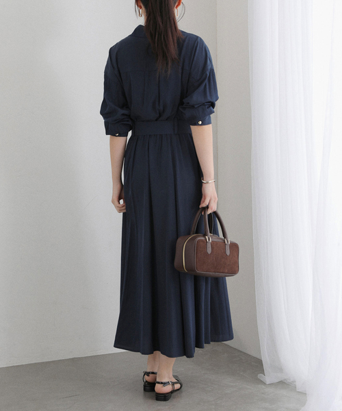La TOTALITE（ラトータリテ）の「【洗える】カシュクールシャツワンピース（ワンピース・レディース・ネイビー/バーガンディー・38/36）」の14枚目の写真