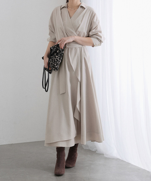 La TOTALITE（ラトータリテ）の「【洗える】カシュクールシャツワンピース（ワンピース・レディース・ネイビー/バーガンディー・38/36）」の17枚目の写真