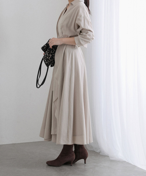 La TOTALITE（ラトータリテ）の「【洗える】カシュクールシャツワンピース（ワンピース・レディース・ネイビー/バーガンディー・38/36）」の7枚目の写真