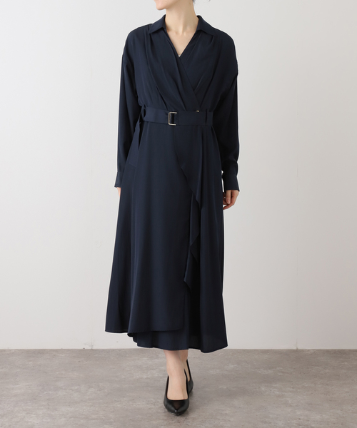 La TOTALITE（ラトータリテ）の「【洗える】カシュクールシャツワンピース（ワンピース・レディース・ネイビー/バーガンディー・38/36）」の22枚目の写真