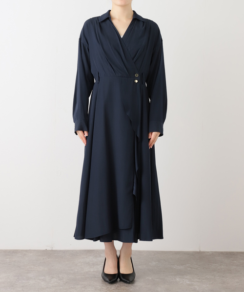 La TOTALITE（ラトータリテ）の「【洗える】カシュクールシャツワンピース（ワンピース・レディース・ネイビー/バーガンディー・38/36）」の8枚目の写真