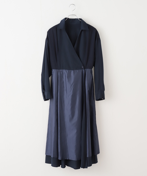 La TOTALITE（ラトータリテ）の「【洗える】カシュクールシャツワンピース（ワンピース・レディース・ネイビー/バーガンディー・38/36）」の11枚目の写真