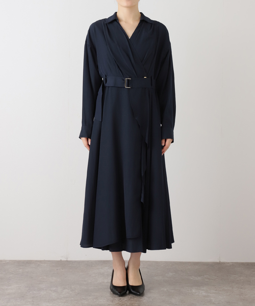 La TOTALITE（ラトータリテ）の「【洗える】カシュクールシャツワンピース（ワンピース・レディース・ネイビー/バーガンディー・38/36）」の19枚目の写真