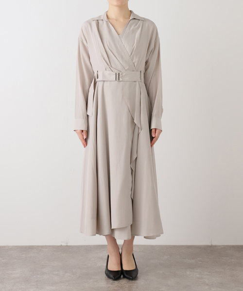 La TOTALITE（ラトータリテ）の「【洗える】カシュクールシャツワンピース（ワンピース・レディース・ネイビー/バーガンディー・38/36）」の16枚目の写真