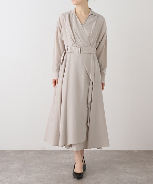 La TOTALITE（ラトータリテ）の「【洗える】カシュクールシャツワンピース（ワンピース・レディース・ネイビー/バーガンディー・38/36）」の10枚目の写真