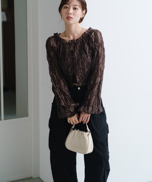 Kastane（カスタネ）の「【WEB・一部店舗限定】2WAYタックショルダーBAG（ショルダーバッグ・レディース・ピンク/アイボリー/ブラック・FREE）」の10枚目の写真