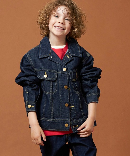 110-160cm】キッズ ライダースジャケット 天然素材綿100％（デニム