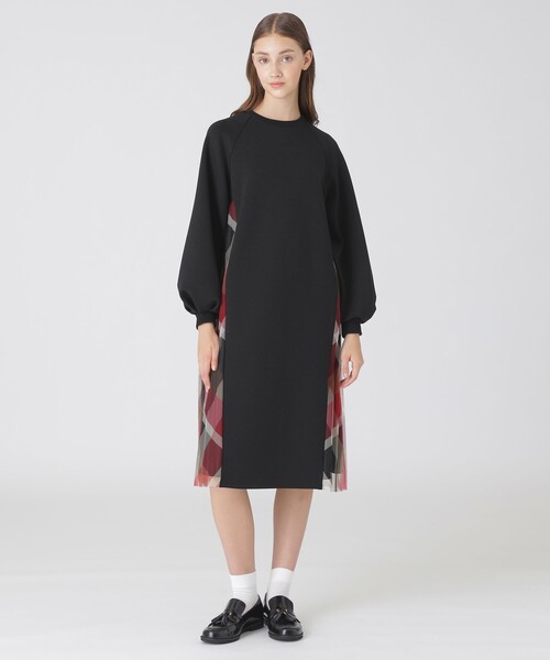 新品未使用◇クレストブリッジ　モックロディーシルケットワンピース　36 BLUE LABEL CRESTBRIDGE（ブルーレーベルクレストブリッジ）の
