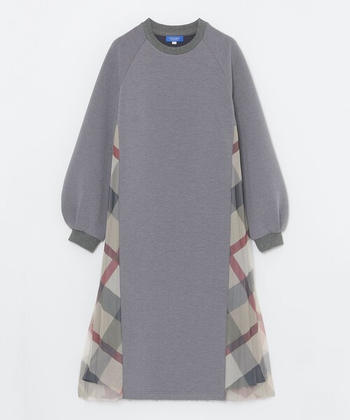 BLUE LABEL CRESTBRIDGE(ブルーレーベルクレストブリッジ)の「【限定カラーあり】チェックプリーツコンビジャージードレス(ワンピース・レディース・ブラック/グレー系その他2・38)」の6枚目の写真
