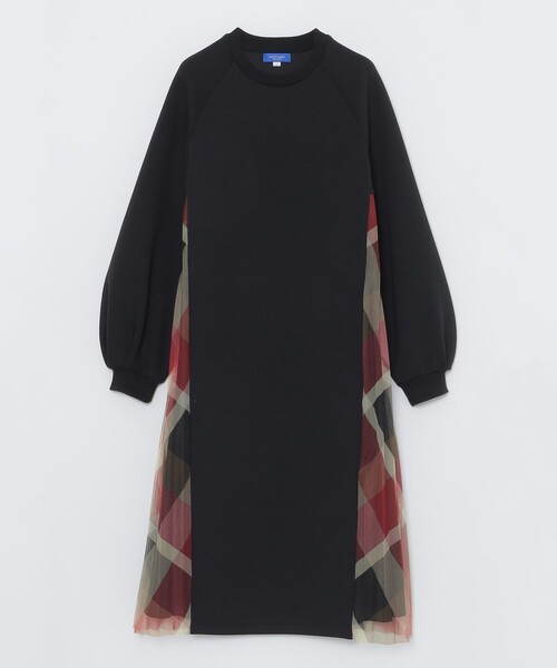 BLUE LABEL CRESTBRIDGE(ブルーレーベルクレストブリッジ)の「【限定カラーあり】チェックプリーツコンビジャージードレス(ワンピース・レディース・ブラック/グレー系その他2・38)」の9枚目の写真