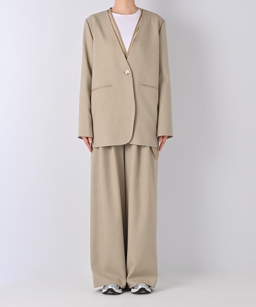 Brown&Street(ブラウンアンドストリート)の「エフォートレスワイドパンツ(スラックス・レディース・ダークネイビー/サンドベージュ・L~LL)」の8枚目の写真