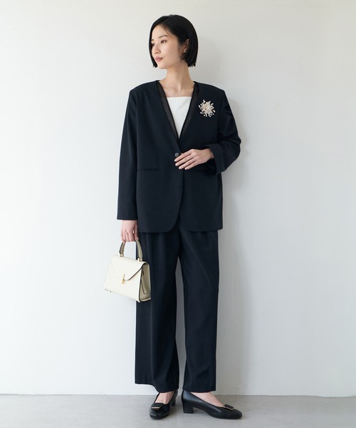 Brown&Street(ブラウンアンドストリート)の「エフォートレスワイドパンツ(スラックス・レディース・ダークネイビー/サンドベージュ・L~LL)」の20枚目の写真