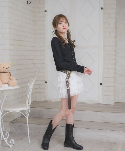 ems excite（エムズエキサイト）の「レースアップレイヤード風ロンTEE（Tシャツ/カットソー・レディース・ブラック/ダークグレー/ワインレッド/ブラウン・FREE）」の14枚目の写真