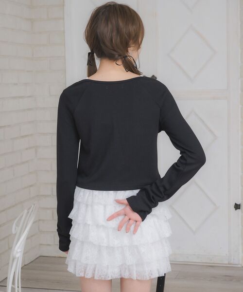 ems excite（エムズエキサイト）の「レースアップレイヤード風ロンTEE（Tシャツ/カットソー・レディース・ブラック/ダークグレー/ワインレッド/ブラウン・FREE）」の19枚目の写真