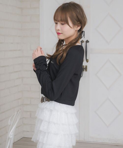 ems excite（エムズエキサイト）の「レースアップレイヤード風ロンTEE（Tシャツ/カットソー・レディース・ブラック/ダークグレー/ワインレッド/ブラウン・FREE）」の20枚目の写真