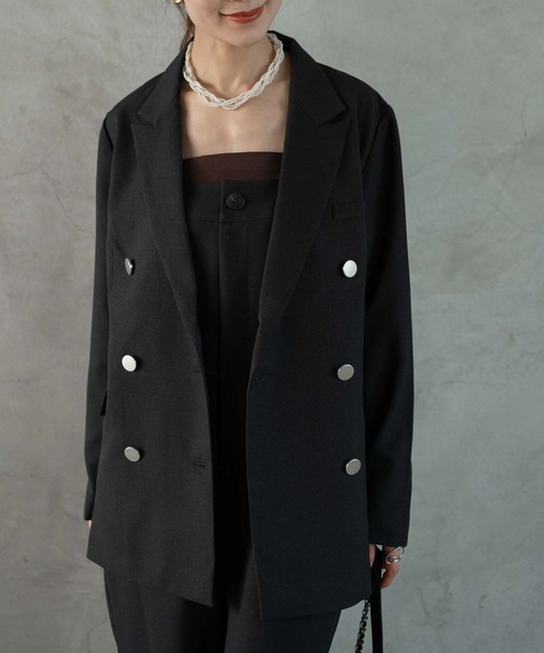 セール】ダブルブレストブレザー/テーラードジャケット（テーラード