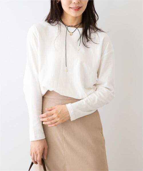 URBAN RESEARCH ROSSO WOMEN（アーバンリサーチ　ロッソ）の「F by ROSSO　ソフトウォームオーバーロンTEE（Tシャツ/カットソー・レディース・モカ/オフホワイト/ブラック・FREE）」の2枚目の写真