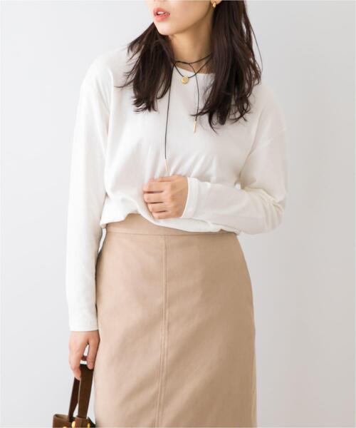 URBAN RESEARCH ROSSO WOMEN（アーバンリサーチ　ロッソ）の「F by ROSSO　ソフトウォームオーバーロンTEE（Tシャツ/カットソー・レディース・モカ/オフホワイト/ブラック・FREE）」の4枚目の写真