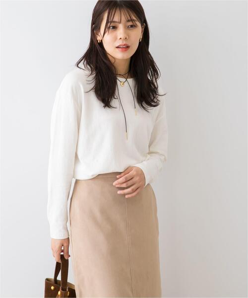 URBAN RESEARCH ROSSO WOMEN（アーバンリサーチ　ロッソ）の「F by ROSSO　ソフトウォームオーバーロンTEE（Tシャツ/カットソー・レディース・モカ/オフホワイト/ブラック・FREE）」の5枚目の写真