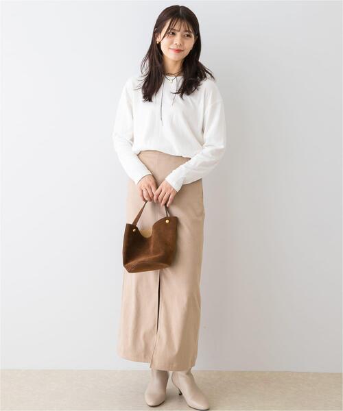 URBAN RESEARCH ROSSO WOMEN（アーバンリサーチ　ロッソ）の「F by ROSSO　ソフトウォームオーバーロンTEE（Tシャツ/カットソー・レディース・モカ/オフホワイト/ブラック・FREE）」の7枚目の写真