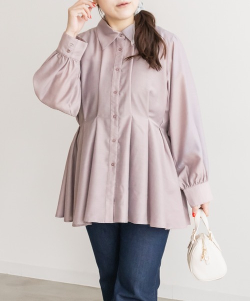 CLETTE(クレット)の「CLETTEオリジナルウエストタックシャツ(シャツ/ブラウス・レディース・グレー/チャコールグレー/ピンク・LL/3L/4L)」の13枚目の写真